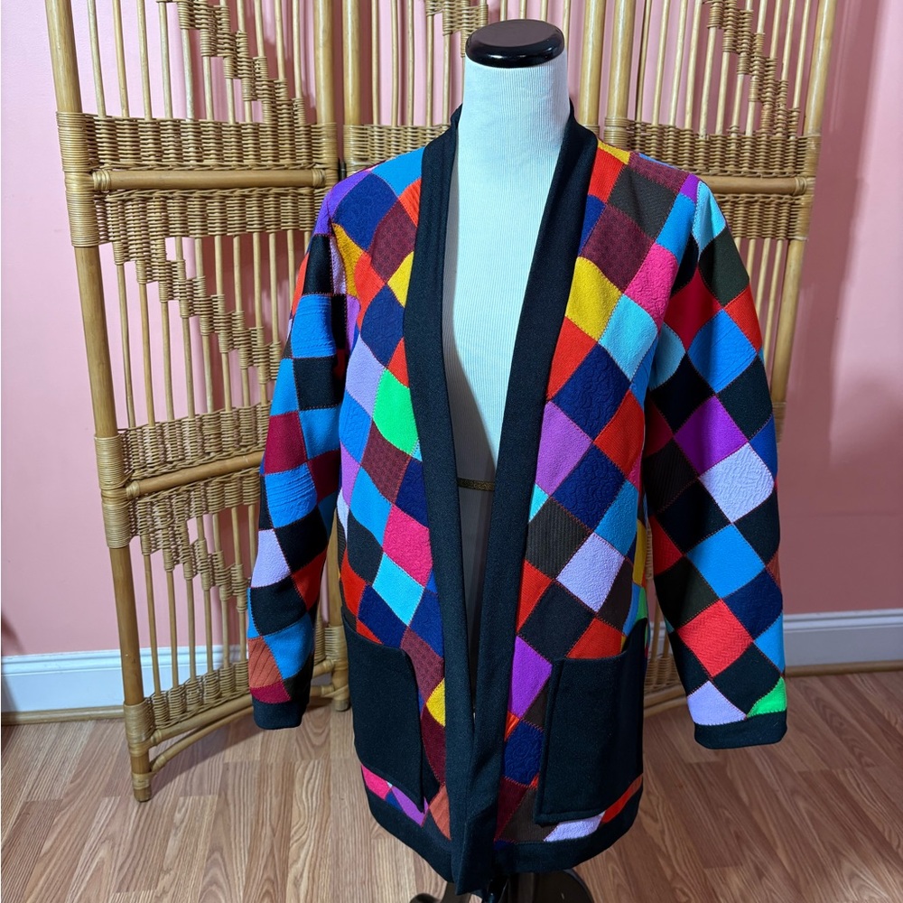 Source Unknown Multicolor Patchwork Blazer - image 1